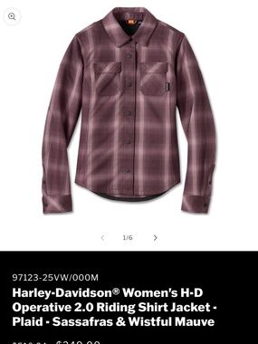 Harley-Davidson Women's Plaid Shirt Jacket in Mauve and Sassafras